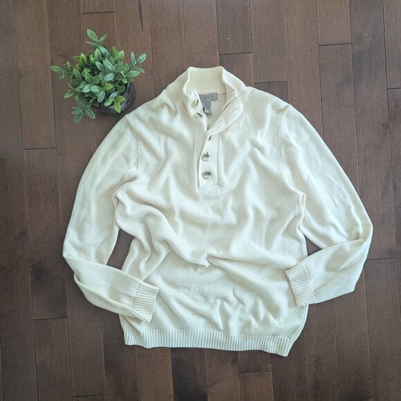 CREAM BEIGE BUTTON DETAIL VINTAGE KNIT SWEATER - Picture 1 of 3